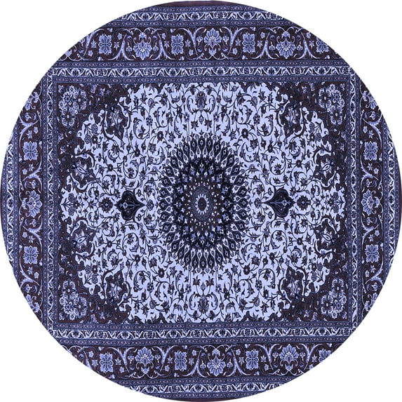 Ahgly Company Indoor Round Medallion Blue Traditional Area Rugs, 8' Round