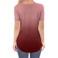 thumbnail image 6 of Scyoekwg Summer Womens Tops Trendy Short Sleeve Loose Comfy Blouse Tshirt Gradient Color Graphic V-Neck Basic Tops Casual Going Out Tops Tunic Tops (Wine,XXL), 6 of 6
