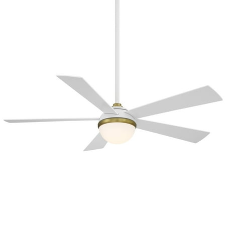 

Eclipse Indoor and Outdoor 5-Blade Smart Ceiling Fan 54in Satin Brass Matte White with 3000K LED Light Kit and Remote Control