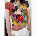 thumbnail image 3 of Camisetas de manga corta con cuello redondo y doble forro para mujer de Mickey Mouse, camisetas básicas, colección Smoke Cloud Pro, 3 of 5