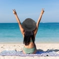 thumbnail image 5 of 56-58cm hat circumference ladies summer foldable sunscreen straw hat sun hat flat top hat outdoor beach sun hat - black, 5 of 5