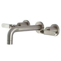 Kingston Brass KS8128KL Whitaker Double-Handle 3-Hole Wall Mount Bathroom Faucet in Brushed Nickel