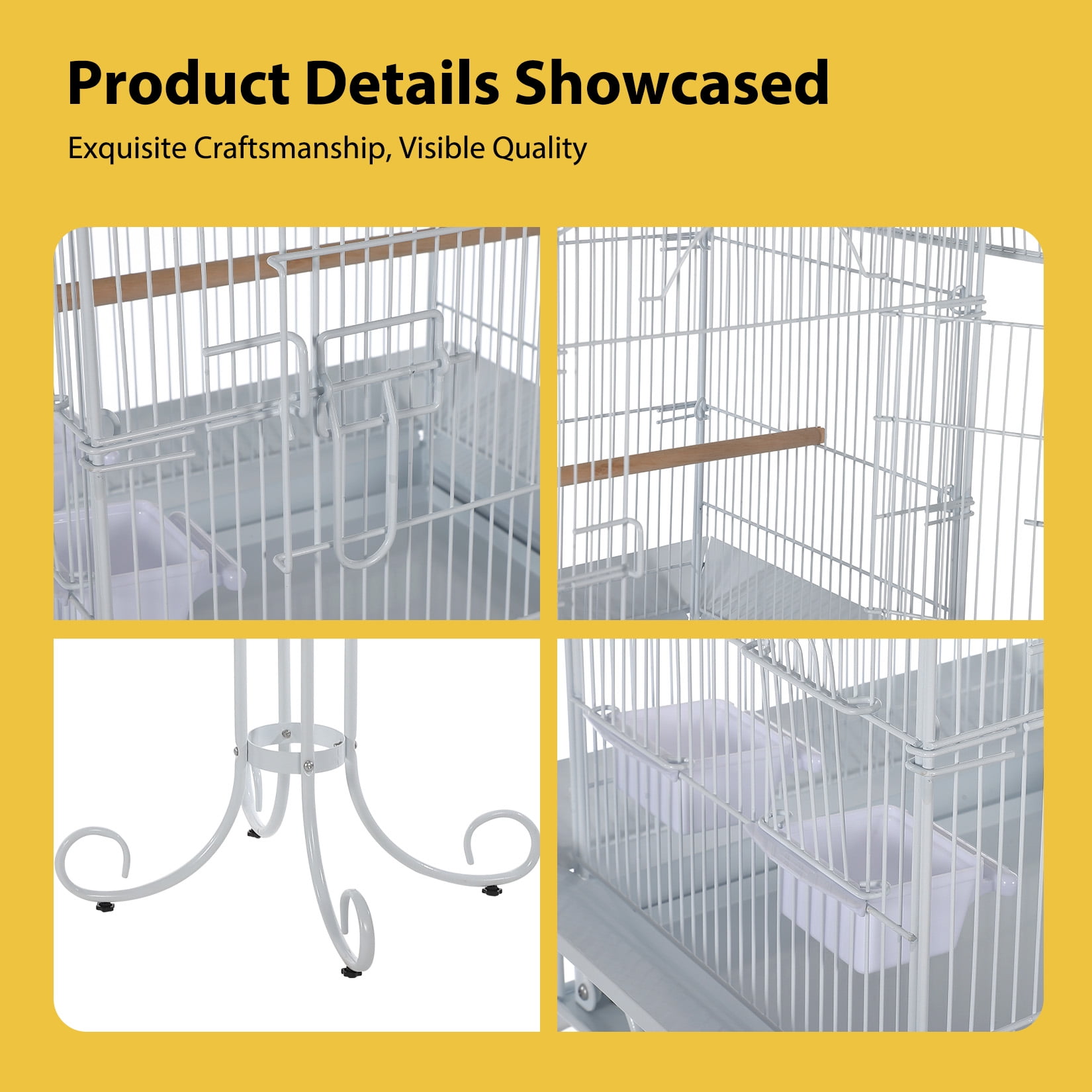 Heavy-Duty Wrought Iron Bird Cage - Victorian Style Aviary with Stand for Small Birds