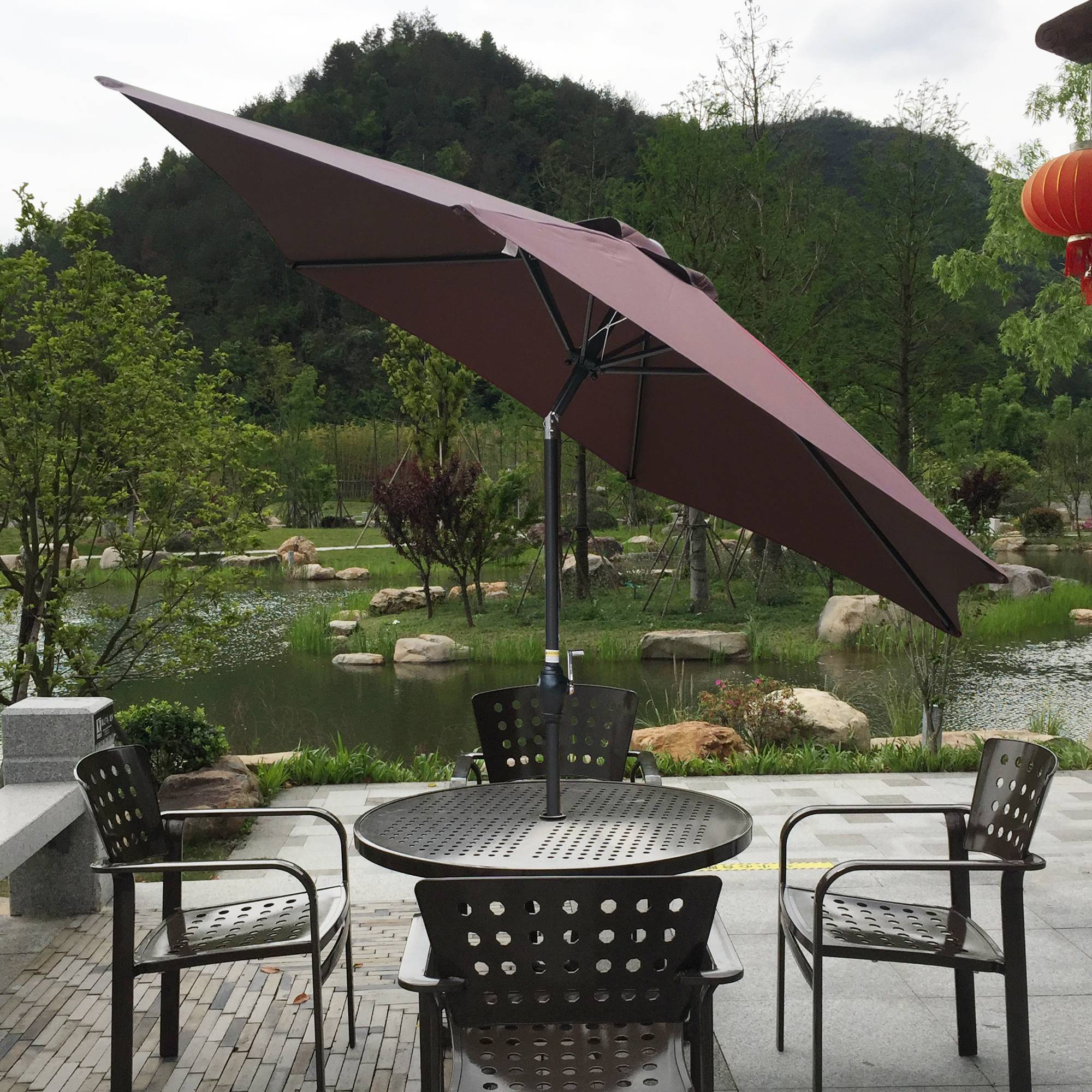 9ft Outdoor Patio Umbrella Table Umbrella Windproof Umbrella Outdoor