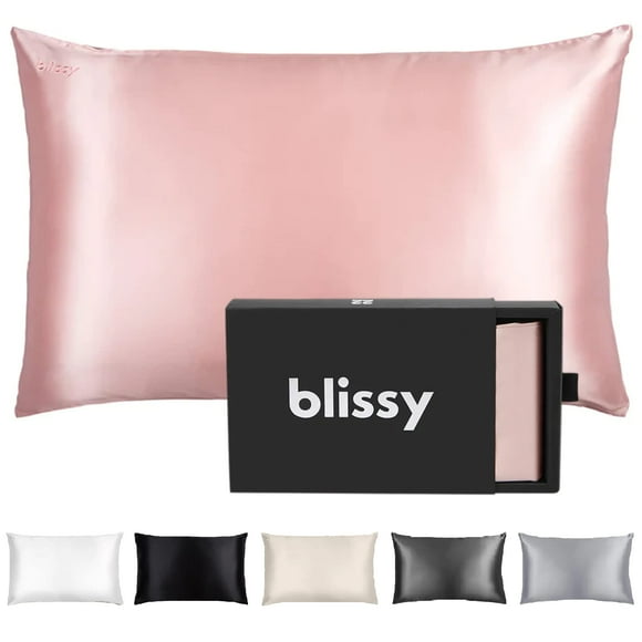 Blissy Silk Pillowcase - 100% Pure Mulberry Silk - 22 Momme 6A High-Grade Fibers - Satin Pillow Cover For Hair & Skin - Regular, Queen & King With Hidden Zipper