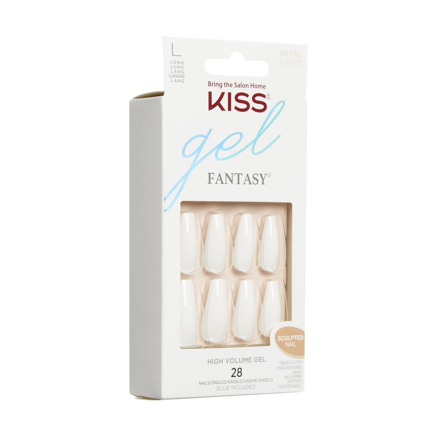 KISS Gel Fantasy - 28 faux ongles, longs Haut volume.