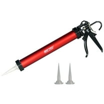 Pro Sausage Caulk Gun, 25:1 Thrust - 20 oz Foil Pack and 10 oz Cartridge, 3 Tips