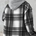 thumbnail image 6 of Guieoi Plus Size Jackets for Women Women's Casual Fashion Plaid Flannel Hooded Long Sleeve Buttoned Hooded Thick Sweatshirt Coat Fleece Top Gray, 6 of 7