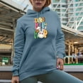 thumbnail image 2 of Too Hip to Hop, Retro Easter Sunday Bunny Art Favor, Souvenir or Merch Gift, Light Blue Hooded Sweatshirt or Hoodie, 3XL, 2 of 5