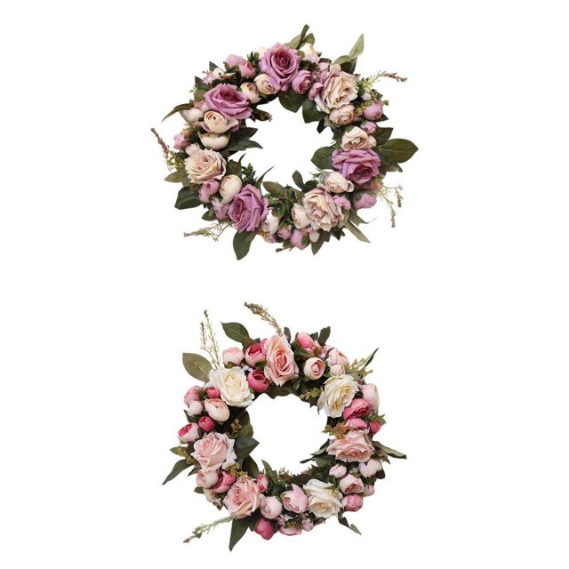 2 coronas artificiales, coronas , decoraciones para puertas de pared, decoraciones para fiestas perfecl Guirnalda de rosas