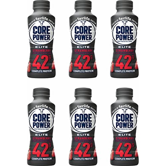 Fairlife Core Power Protein Shake, Natural Flavor Ready to Drink Protein Shake, The best Strawberry Protein Shakes, 14 fl oz , 42gm (Strawberry flavor, Pack of 6 Bottles) protein, beverages, fairlife