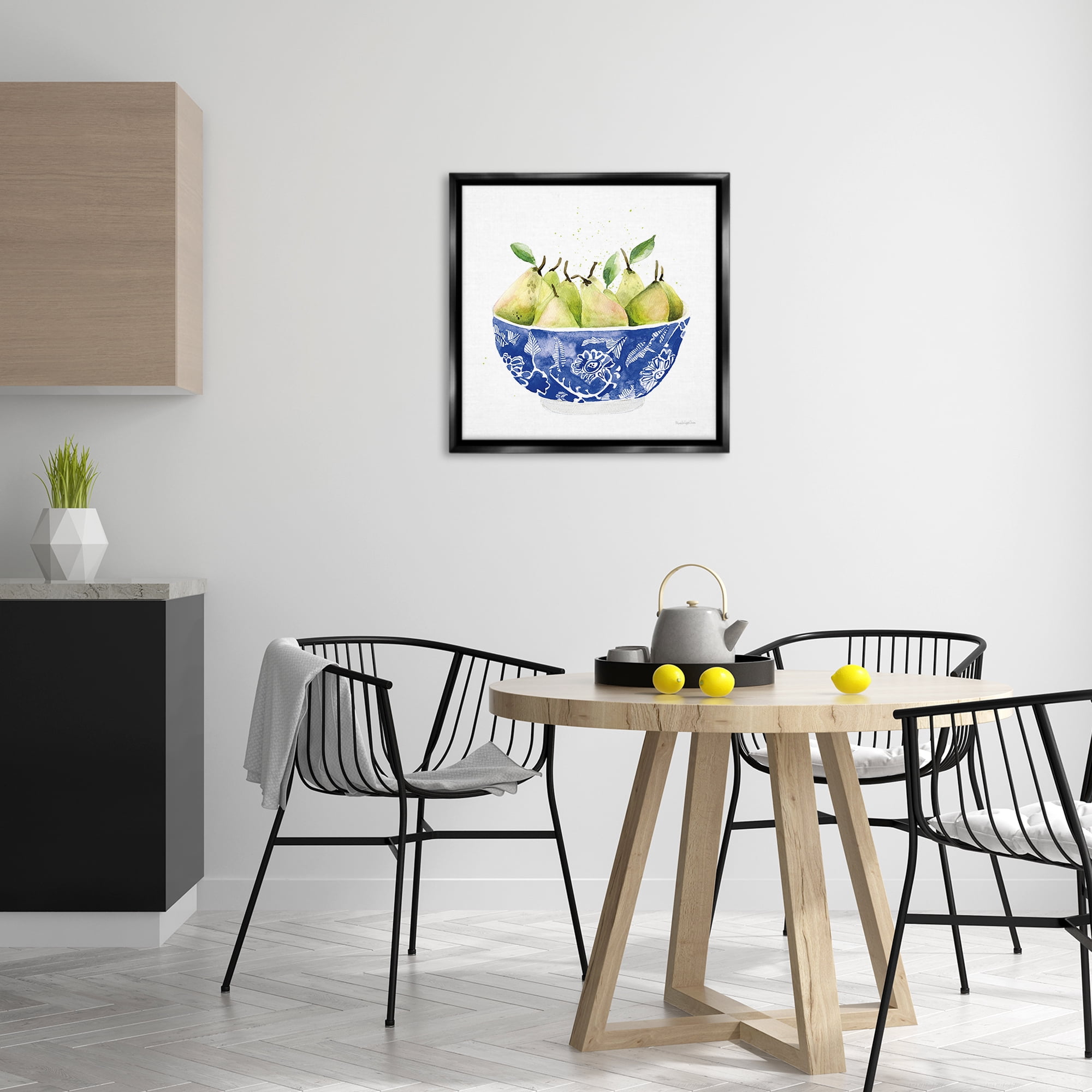 Stupell Industries Elegant Bowl of Pears Food & Beverage Painting Black Floater Framed Canvas Art Print Wall Art, 25 x 25