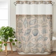 thumbnail image 3 of Blue Shell Coastal No Hook Shower Curtain with Snap in Liner, Waterproof Fabric Shower Curtains, Nautical Seaside Ocean Vintage Art Shower Curtain Set Top See Through for Bathroom 72"x96", 3 of 8