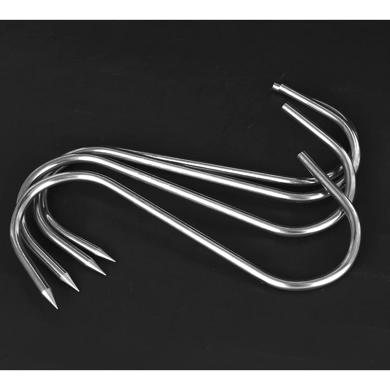 HONSHEN 20 Pcs 5 inch Meat Hooks S-Hook, 4mm Stainless Steel Meat Hook for Butcher,Processing,Hanging,Chicken,Hunting,Smoking,Ribs,Fish,Beef,Poultry