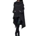 thumbnail image 6 of VISALY Hoodies Pullover Drawstring Sweatshirt Women's Solid Color Irregular Loose Pocket Sweatshirt Oversized Sweatshirt Lightweight Pullover for Women Dressy Sweaters for Women Black L, 6 of 6