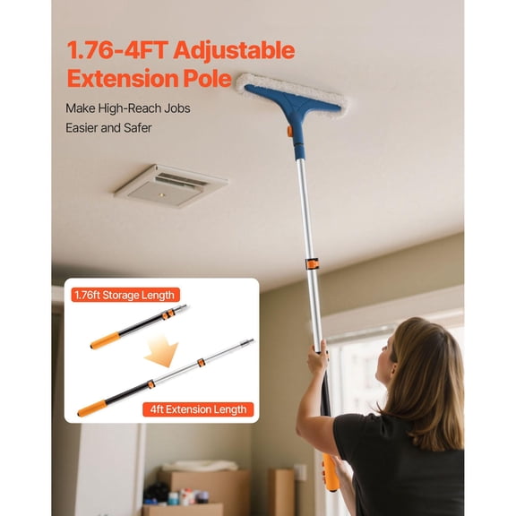 Telescopic Extension Pole 1.76 to 4 Feet Aluminum Alloy Flip Lock Design High Reach Roller Stick for Painting Dusting Cleaning