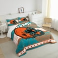 thumbnail image 5 of Erosebridal Football Helmet Print Bedding King Comforter Set, Sports Theme Down Comforter , Miami, Blue Orange, 3pcs, Ultra Soft, 5 of 7