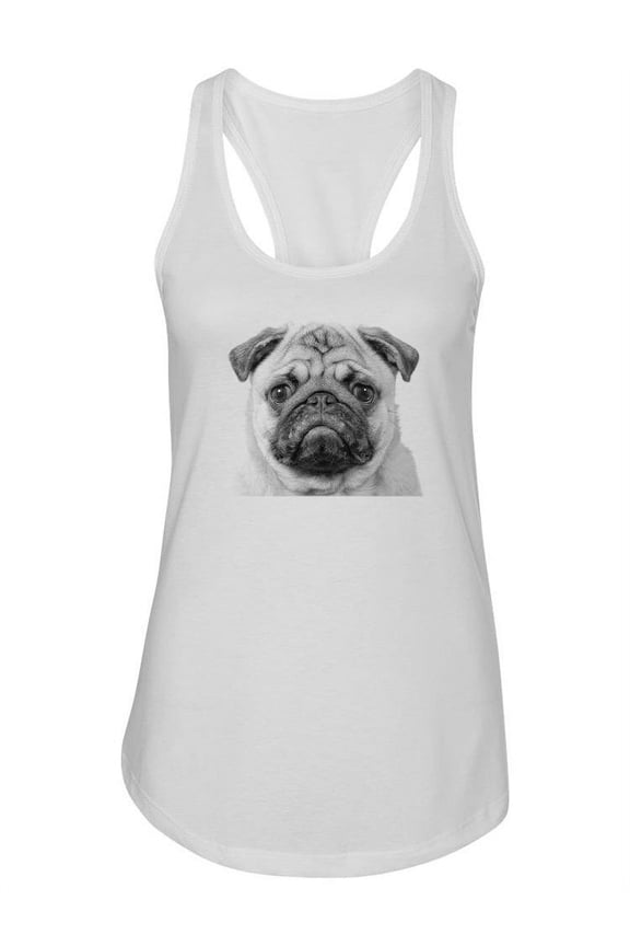 Black And White Pug Racerback Tank Women -Image by Shutterstock, Female x-Small