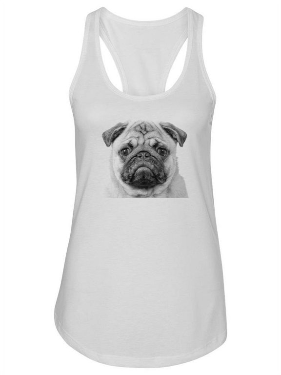 Black And White Pug Racerback Tank Women -Image by Shutterstock, Female x-Small