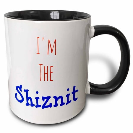 

3dRose im the shiznit red and blue letters on white background - Two Tone Black Mug 11-ounce