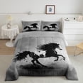 thumbnail image 2 of Castle Fairy Galloping Horse Twin Comforter Sets for Boys Girls,Black Grey Bedding Set, 2 of 8