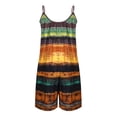 thumbnail image 5 of Jinhomg 2026 Rompers for Women Summer Print Casual Sleeveless V Neck Short Jumpsuits Loose Spaghetti Strap Overalls with Pockets Khaki XXXXXL, 5 of 6