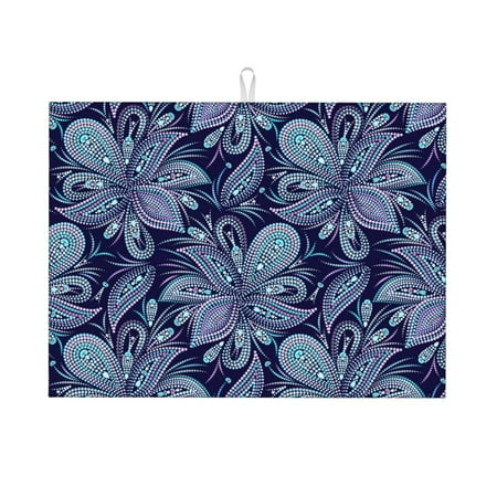 

Dish Drying Mat Dotted Floral Paisley Highly Absorbent Microfiber Drying Mat Kitchen Counter or Sink Drawer Liner 18x24 Kitchen Drying Mat Coffee Mat Kitchen Essentials