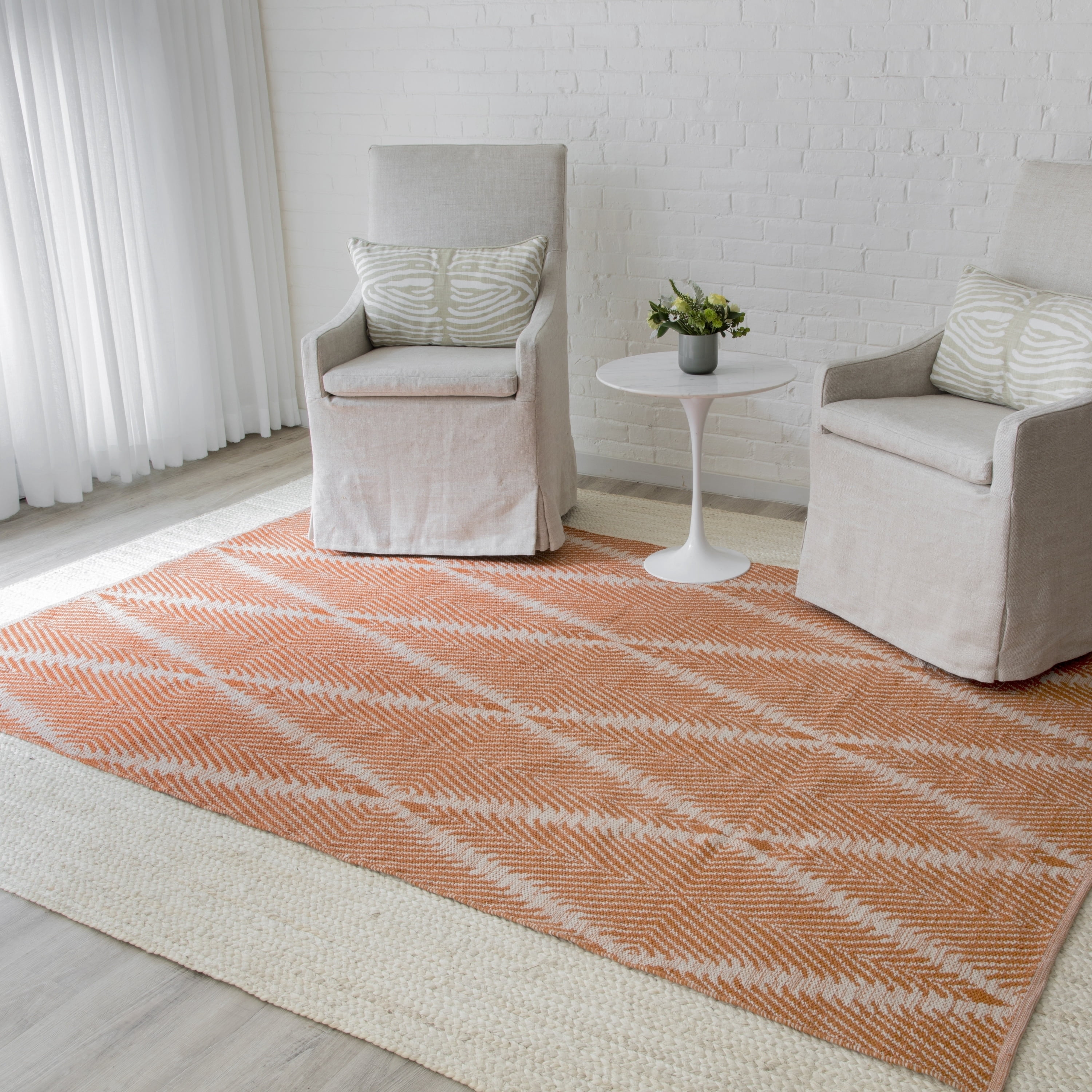 Skyline Decor Erin Gates by  River Beacon Hand Woven Indoor Outdoor Rug Orange 3'6" x 5'6" 4' x 6' Mid-Century Modern,Scandinavian