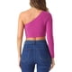 thumbnail image 3 of INSPIRAR CHIC Top Corto de Una Manga Larga de Brillo Metálico para Mujeres XS Rosa Fucsia, 3 of 5