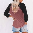 thumbnail image 4 of Plebaso Chemises à Manches 3/4 pour Femmes Col Rond Tops à Blocs de Couleur Décontractés Tee Blouses Amples pour Femmes, 4 of 4