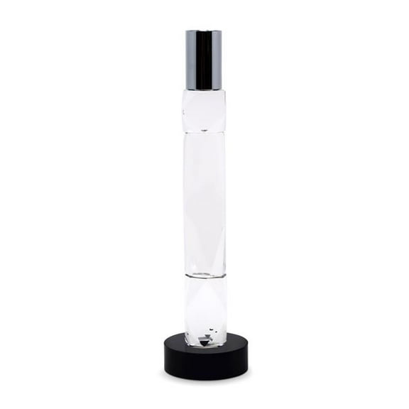 HomeRoots 590245 10 in. Silver, Clear & Black Faceted Crystal Tabletop Taper Candlestick