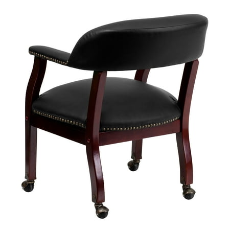 Flash Furniture Diamond Black LeatherSoft Conference Chair with Accent Nail Trim and Casters