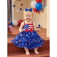 thumbnail image 6 of Loicainy Baby Toddler Girl 4th of July Dress 6 12 18 24 Months 2T 3T 4T Striped Star Print Sleeveless Square Neck Tulle Dress and Bow Headband Set, 6 of 9