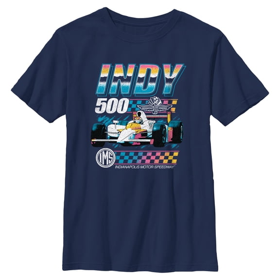 Boys Indy 500 Chrome Retro Race Car T Shirt