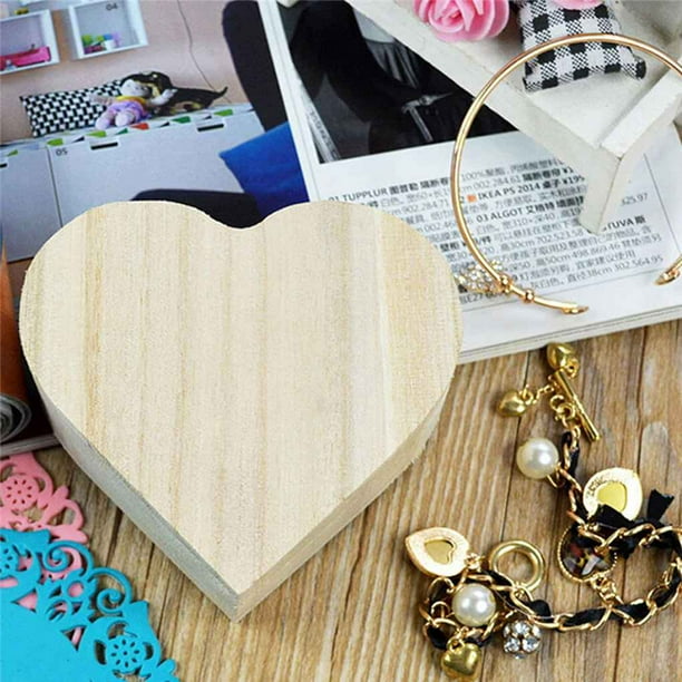 yingyy Coeur Forme Storager Boîte Bijoux Cadeau De Mariage Maquillage  Maquillage Boîte En Bois Cosmétique Boucles D'oreilles Anneau Bureau  Rangement Maquillage Organisateur En Bois 