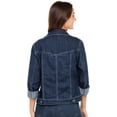 thumbnail image 6 of Women's Classic Denim Jacket– Button-Up, Long Sleeve, Casual Jean Coat with Chest Pockets Dark Blue XL, 6 of 6