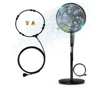 Outdoor Fan Misting Kit, 19.36FT Misting Line and 6 General Brass Adapter Patio Fan Misting System, Connects to Any Fan Convert Misting for Cooling Outdoor