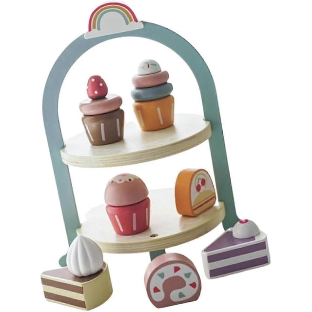 1 Set Simulation Cake Kid Toys Dinnerware+sets Puzzle Toys Play Cake Set Wood Cake Play Set Simulation House Cupcake Toy Set Wooden Parent-child House