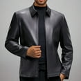thumbnail image 2 of Dovford Leather Blazer for Men Real Lambskin Mens Leather Blazer Classic 2 Buttons/Zipper Black Leather Blazer Men Sport Coat, 2 of 7