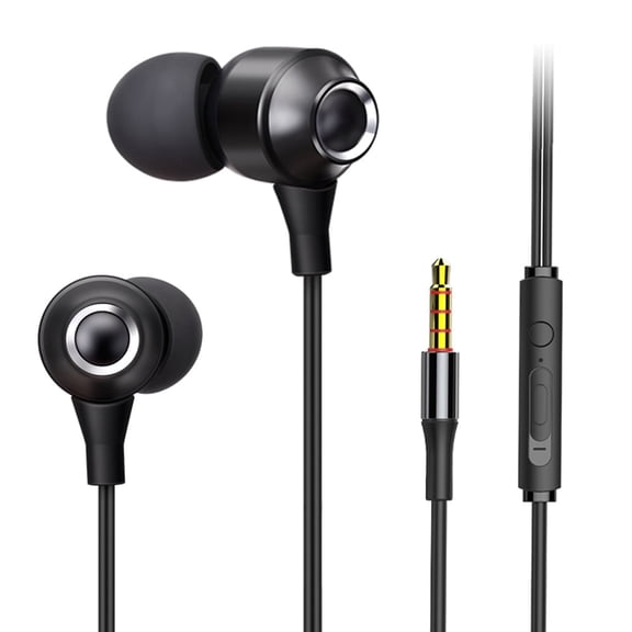WILLED E2 Stereo Metal In-Ear Earbuds with Mic, Noise Cancelling, 3.5mm Jack, Ergonomic Comfort, Powerful Bass, Includes Carrying Case for Work, Fitness, Running, and Jogging, Black