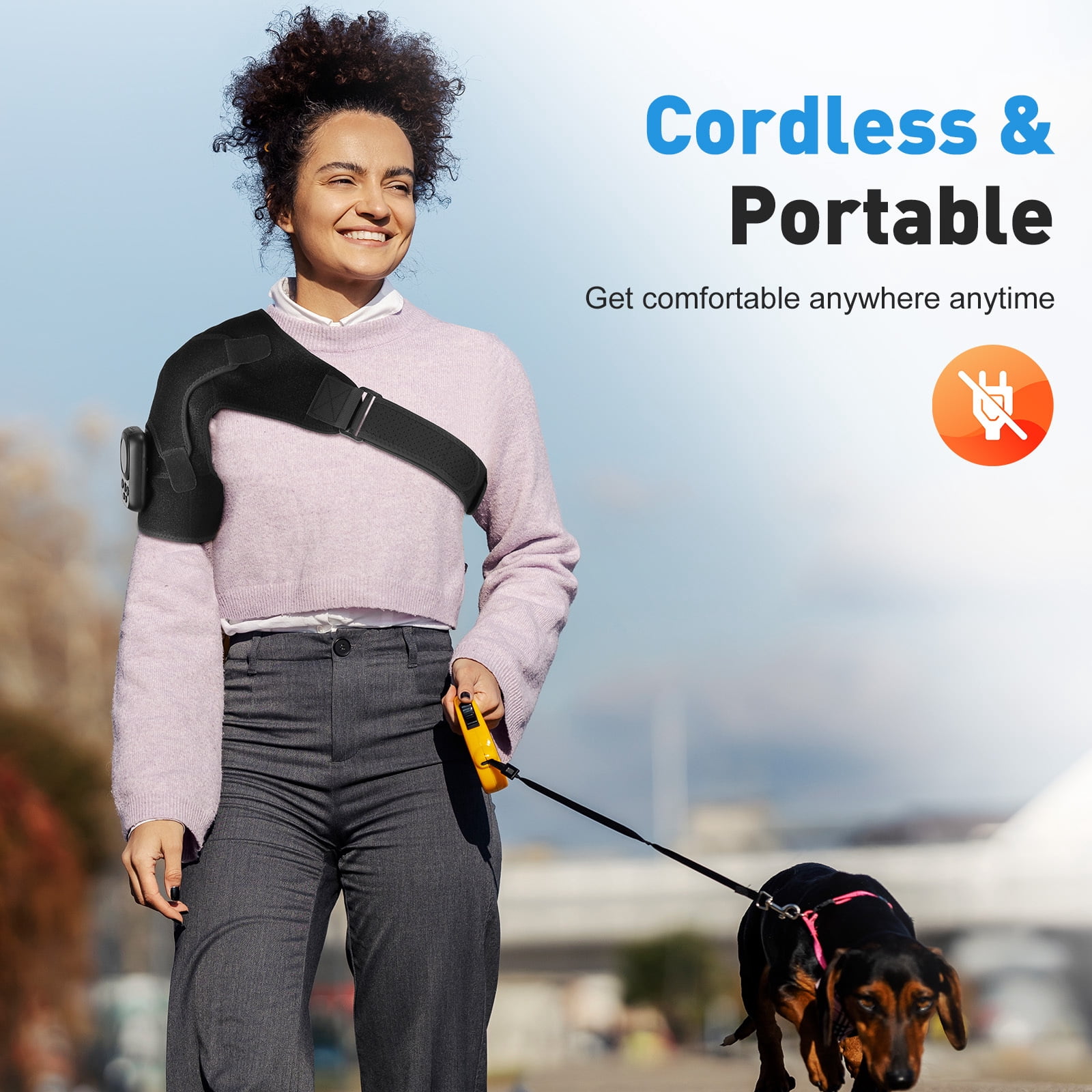 Heated Shoulder Massager, Heating Shoulder Pad with 8 Modes, 3 Speed Vibration, 6 Heat Levels, App Control, Detachable Controller, 5000mAh Battery, Portable for Shoulder Relaxation