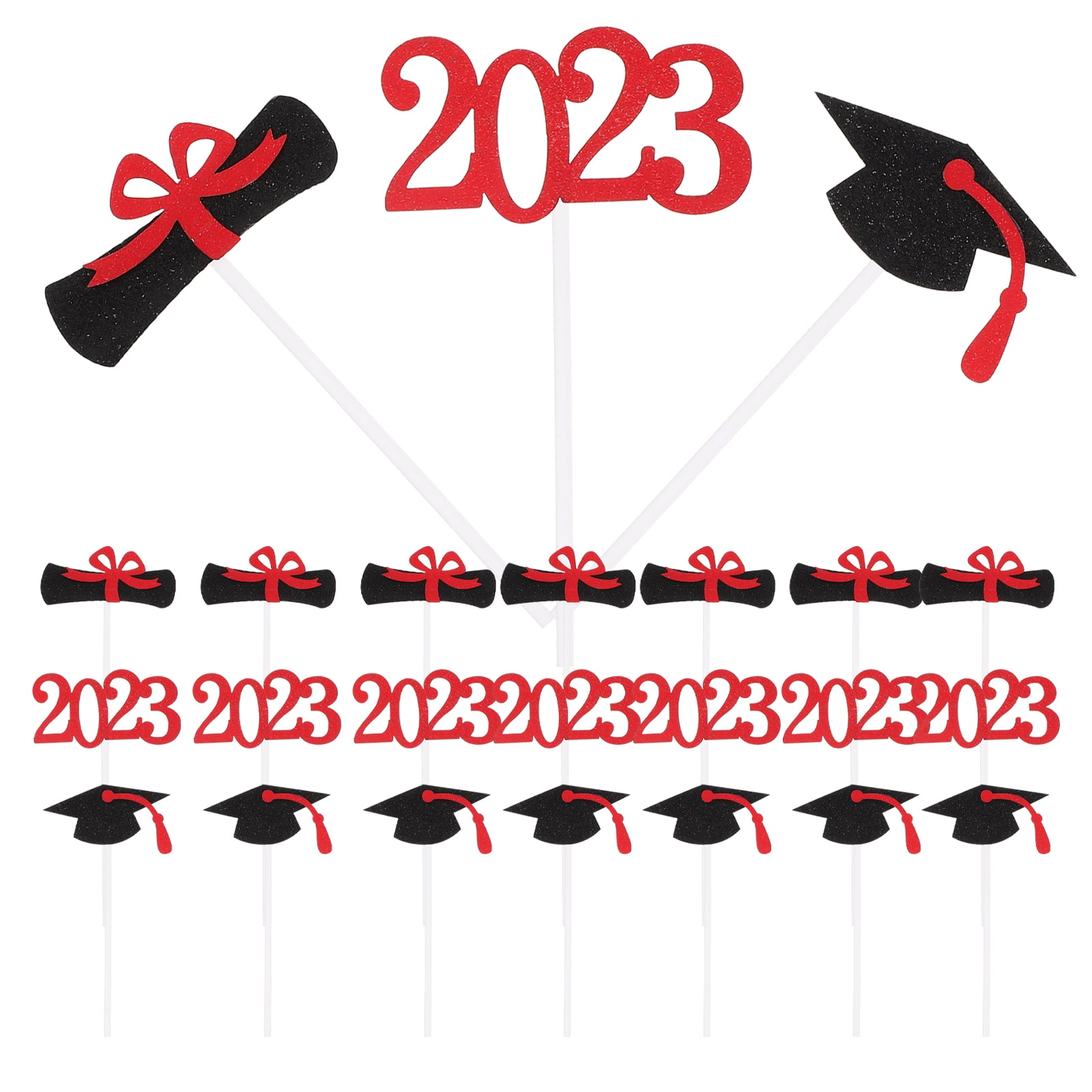 24pcs 2023 Graduation Themed Cupcake Toppers Cake Dessert Picks for