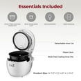 thumbnail image 3 of CUCKOO Micom Rice Cooker 10-Cup Uncooked / 20-Cup Cooked with Nonstick Inner Pot, Large Rice Maker with 16 Menu Options, Fuzzy Logic Technology, Auto Clean Mode, LCD Display, White (CR-1020F), 3 of 7