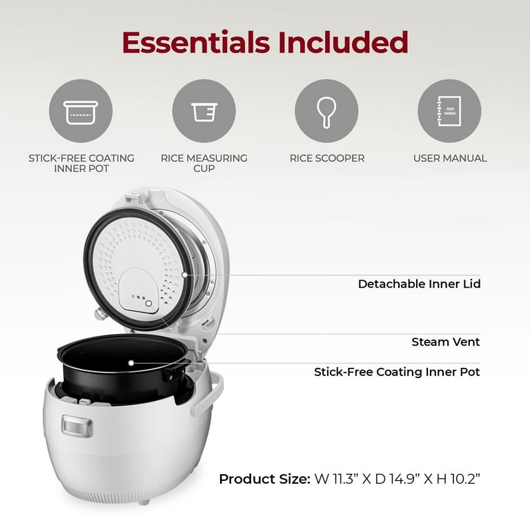 Cuckoo Rice Cooker 20 Cups, Nonstick Pot, 16 Modes, Fuzzy Logic