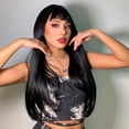 thumbnail image 4 of WREESH Black Long Straight Hair With Bangs And Long Straight Hair Wigs For Black Women, 4 of 9