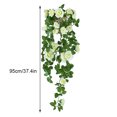 thumbnail image 2 of Guirnalda de rosas artificiales, simulación de flores, vid, decoración floral, colgante de pared, plástico, flor falsa, ratán, blanco Methold HA8441-01B, 2 of 6