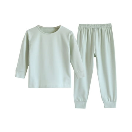 

kpmatpey Kids Pajamas for Girls Boys Fall Thermals 2 Piece Outfits Crew Neck Long Sleeve Tops with Pants Sleepwear