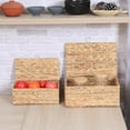 thumbnail image 7 of Set of 3 Wicker Storage Baskets with Lid Large Rectangular Rattan Basket Decorative Boxes Natural Water Hyacinth Wicker Basket for Shelf Organizer Nursery Room, 7 of 7