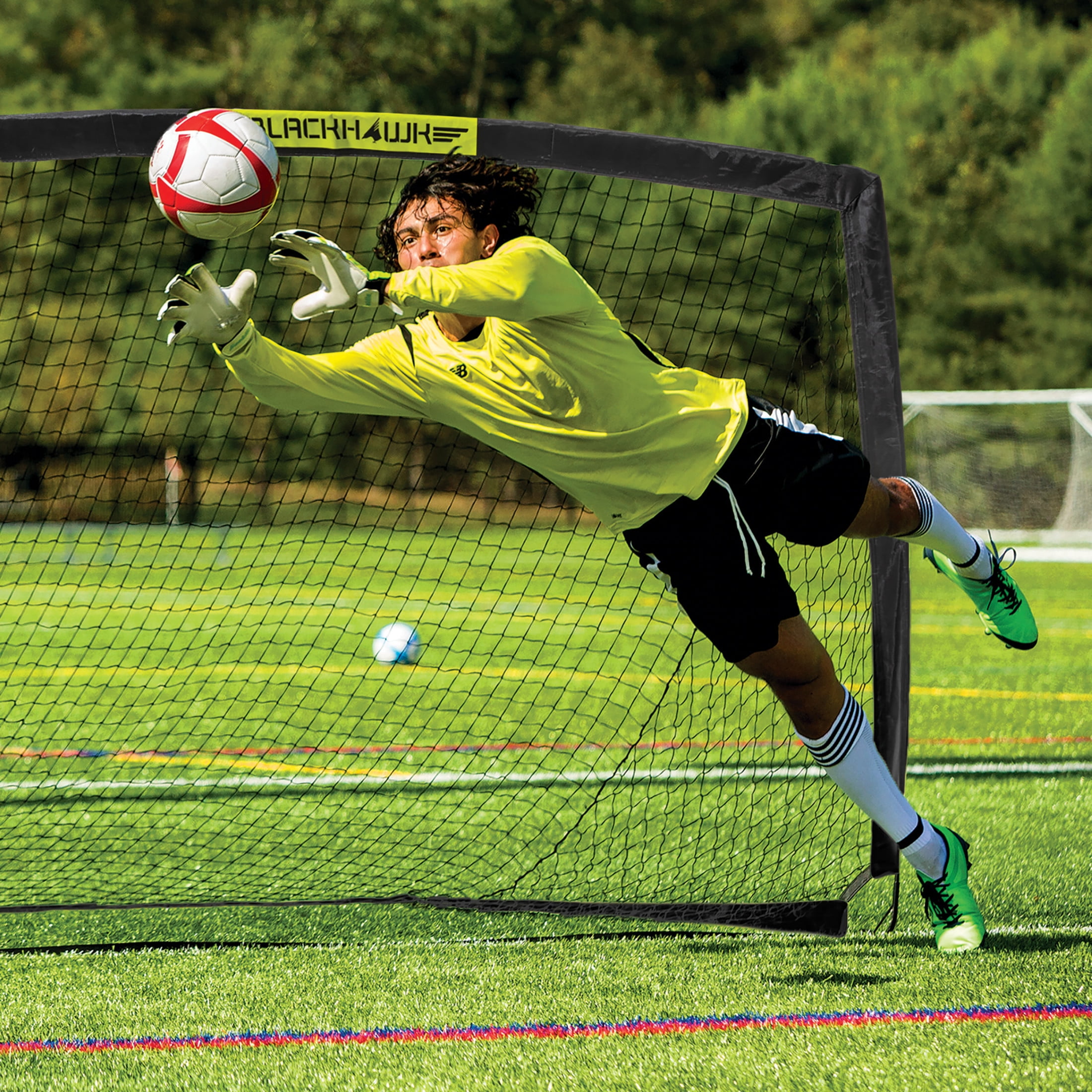 Franklin Sports Blackhawk Soccer Goal - Pop up Nets - Foldable - 6.5' x 3.5' Portable Net - Black