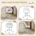 thumbnail image 3 of Ktaxon Vanity Makeup Chair Comfy Cute Accent Chair Small Swivel Task Office Chair with Wheels Faux Rabbit Hair White, 3 of 8